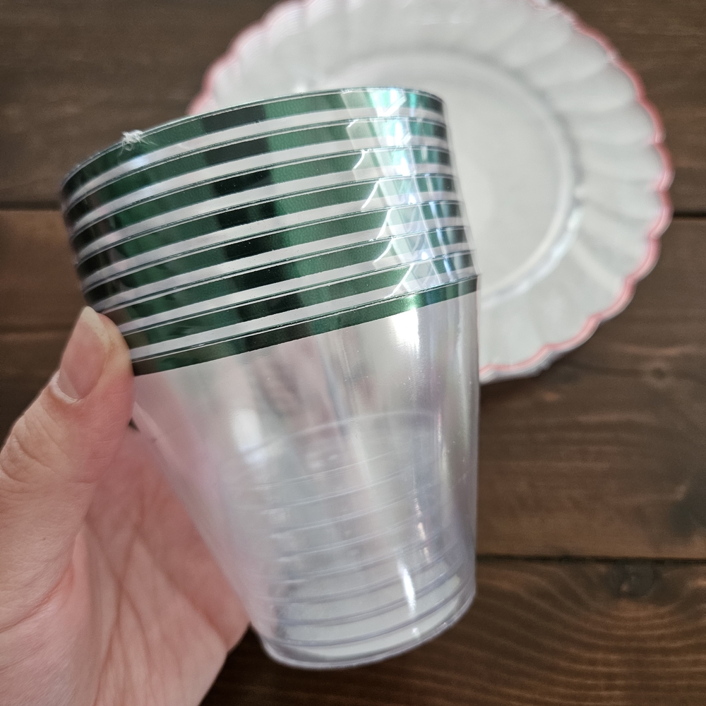 Ashland Christmas Set of Reusable Plastic Plates, Cups 9oz and Shot Glasses 2oz - Picture 4 of 7